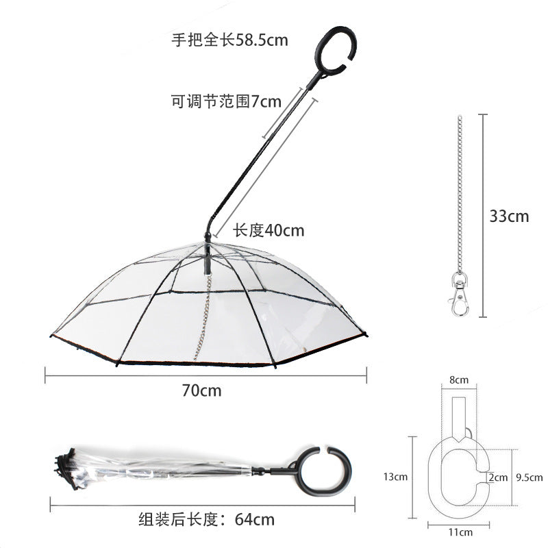 Transparent Pet Umbrella Dog C- Type Umbrella Pet Products